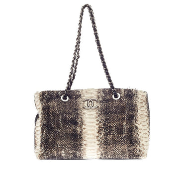 Chanel Chain Zip Tote Wooled Python