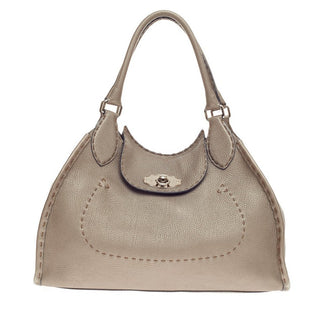 Fendi Selleria Flap Shoulder Bag Grained Leather