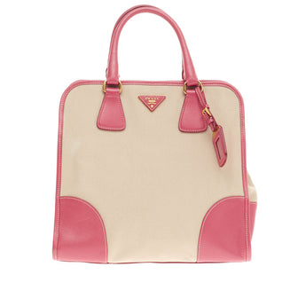 Prada Tote Canvas and Saffiano Leather 