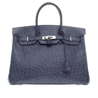 Hermes Birkin 35 Bleu Roi Ostrich Leather