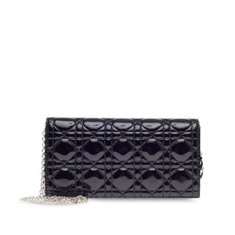 Christian Dior Lady Dior Evening Chain Clutch Cannage Quilt Patent 