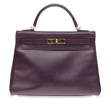 Hermes Kelly Raisin Box Calf with Gold Hardware 32