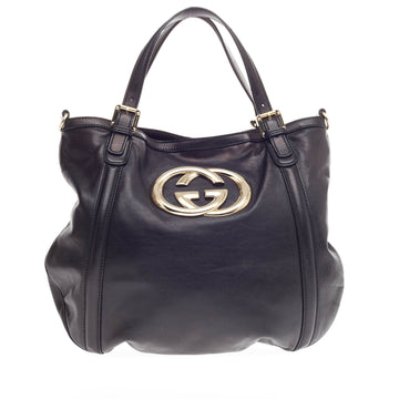 Gucci Britt Convertible Satchel Leather Large