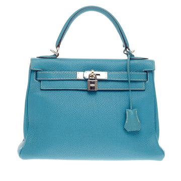 Hermes Kelly Blue Jean Togo with Palladium Hardware 28