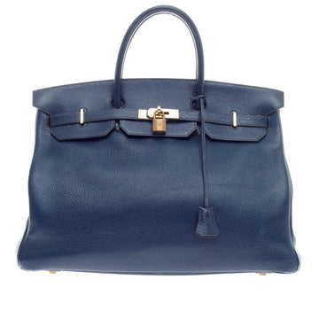 Hermes Birkin Bleu Saphir Buffalo with Gold Hardware 40
