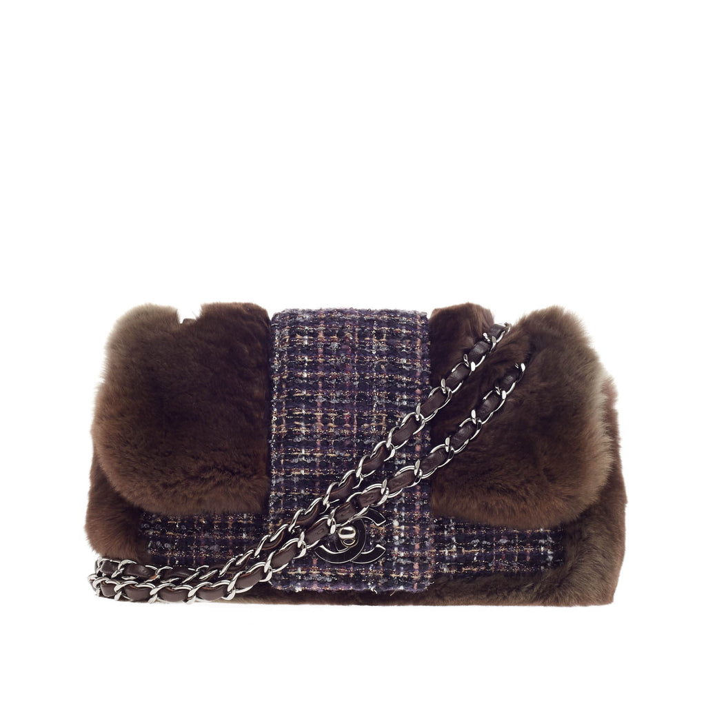 Buy Chanel Fantasy Flap Bag Fur and Tweed Small Brown 207702