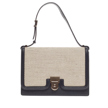 Victoria Beckham Flap Pushlock Shoulder Bag Canvas and Leather 