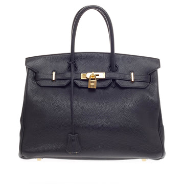 Hermes Birkin Black Clemence with Gold Hardware 35