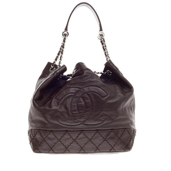 Chanel CC Drawstring Bucket Bag Lambskin