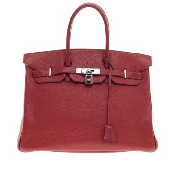 Hermes Birkin Rouge Garance Clemence with Palladium Hardware 35