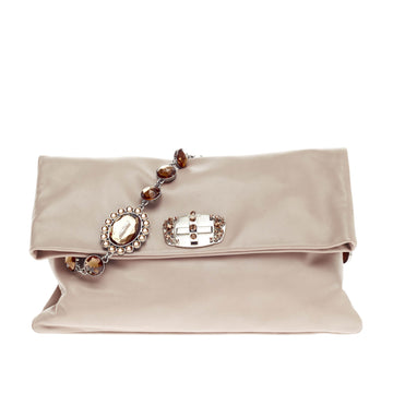 Miu Miu Crystal Fold Over Clutch Nappa Leather Large