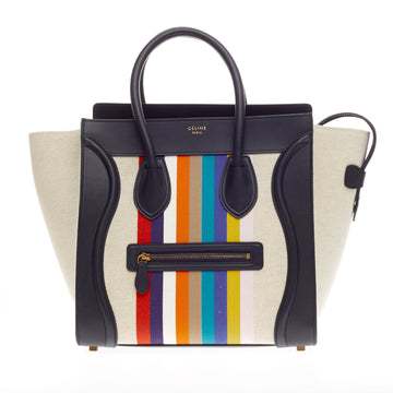 Celine Luggage Canvas and Leather Mini