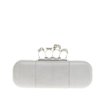 Alexander McQueen Knuckle Box Clutch Snakeskin Long