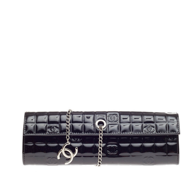 Buy Chanel Chain Wrap Chocolate Bar Clutch Patent Black 221401