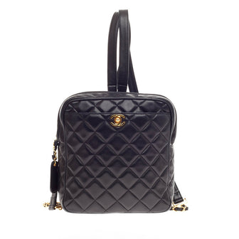 Chanel Vintage Square Backpack Quilted Lambskin