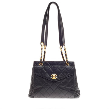 Chanel Vintage Pocket Tote Quilted Caviar Medium