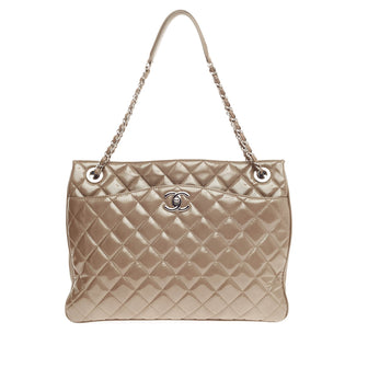 Chanel Zip Trio Tote Quilted Patent