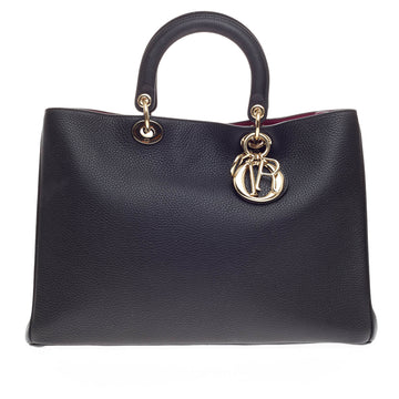 Christian Dior Diorissimo Tote Pebbled Leather Large