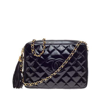 Chanel Vintage Diamond Camera Bag Quilted Patent Medium