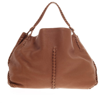 Bottega Veneta Hobo Leather with Intrecciato Detail Large