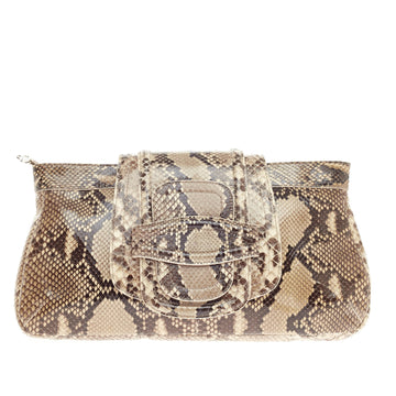Oscar de la Renta Doheny Clutch Python