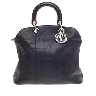 Christian Dior Granville Satchel Cannage Quilt Leather