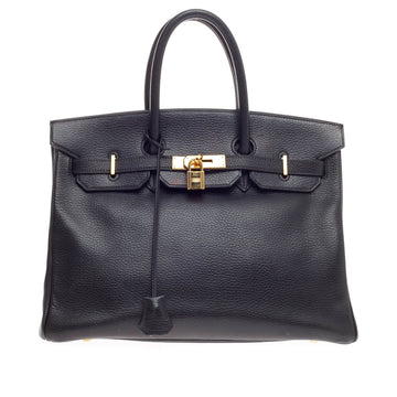 Hermes Birkin Black Ardennes with Gold Hardware 35