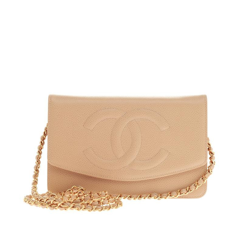 Chanel Timeless Wallet On Chain Caviar Beige