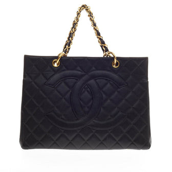 Chanel Vintage Shopping Tote Quilted Caviar