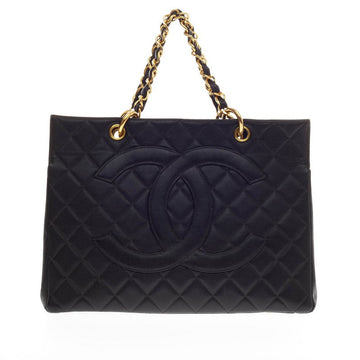 Chanel Vintage Shopping Tote Quilted Caviar
