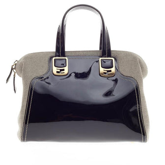Fendi Chameleon Satchel Patent Leather and Canvas Small