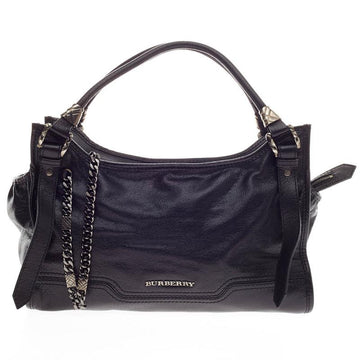 Burberry Nova Check Chain Satchel Leather -