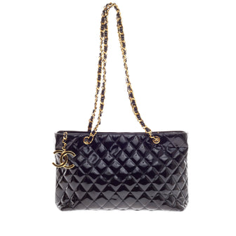 Chanel Vintage CC Charm Tote Quilted Patent Medium