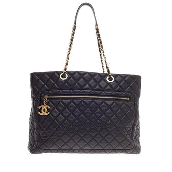 Chanel Chain Shopping Tote Quilted Lambskin Large