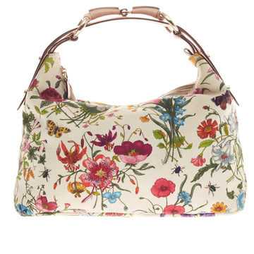 Gucci Horsebit Hobo Flora Canvas Medium