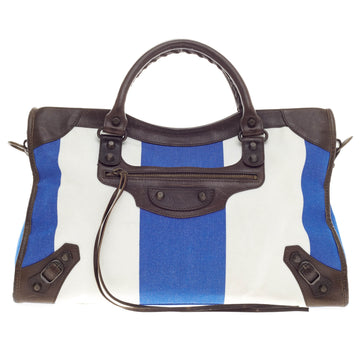 Balenciaga City Classic Studs Toile Raye