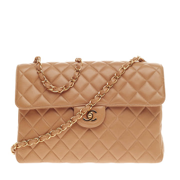 Chanel Vintage Square Single Flap Bag Lambskin Jumbo