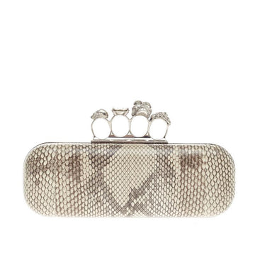 Alexander McQueen Knuckle Box Clutch Snakeskin Long