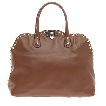 Valentino Rockstud Convertible Dome Satchel Leather None