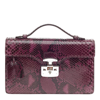 Gucci Lady Lock Briefcase Clutch Python -