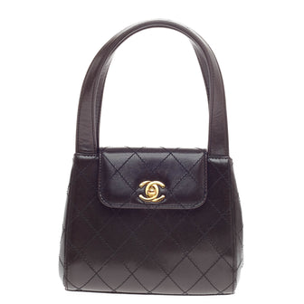 Chanel Vintage Top Handle Flap Bag Quilted Leather