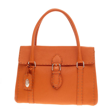 Fendi Selleria Linda Satchel Pebbled Leather Medium