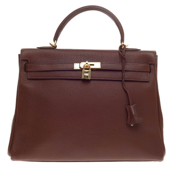 Hermes Kelly Brown Togo with Gold Hardware 35