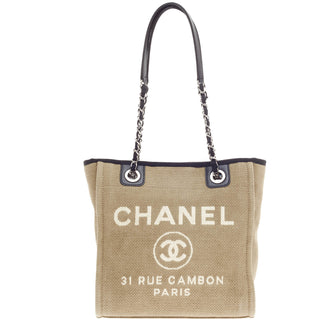 Chanel Deauville Chain Tote Canvas Small