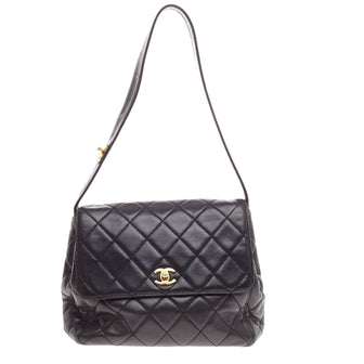 Chanel Vintage CC Messenger Quilted Leather Large