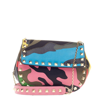 Valentino Rockstud Chain Crossbody Camouflage Leather