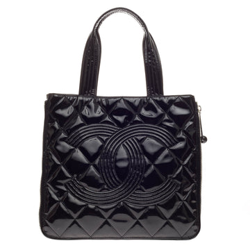 Chanel Expandable CC Shopping Tote Quilted Patent Medium