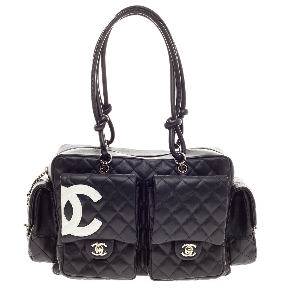 Chanel Cambon Multipocket Reporter Handbag Quilted Lambskin Large 3458