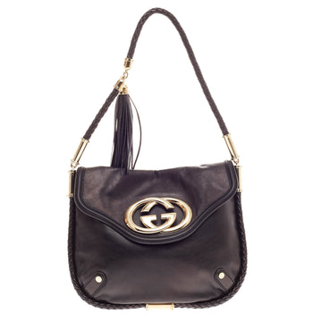 Gucci Britt Tassel Flap Bag Leather Medium