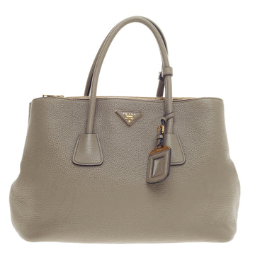 Prada Double Zip Convertible Tote Vitello Daino Large